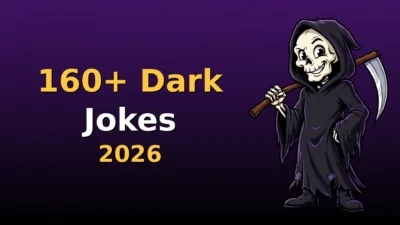 160+ Dark Jokes 2026 featured image with cartoon grim reaper